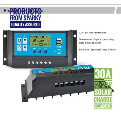 Picture of SPARKY SOLAR CHARGE CONTROLLER 30A 12/24V, 30A PWM CHARGE CONTROLLER-Blue