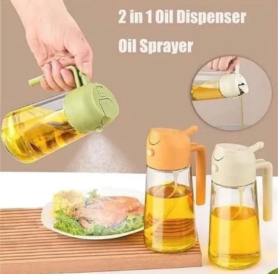 Picture of Oil Sprayer & Oil Dispenser 2-in-1 Glass Bottle Cooking for Kitchen, BBQ, Air Fryer & Salad Dressing