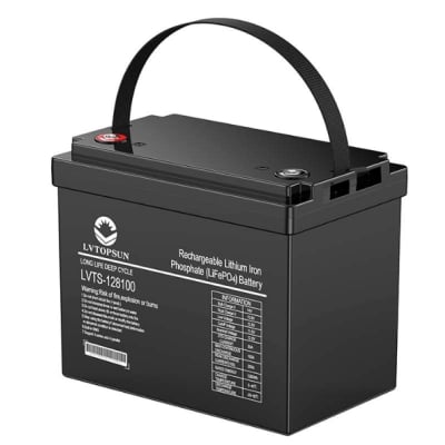 Picture of LVTOPSUN Lithium Phosphet Battery 12V 100AH-Black