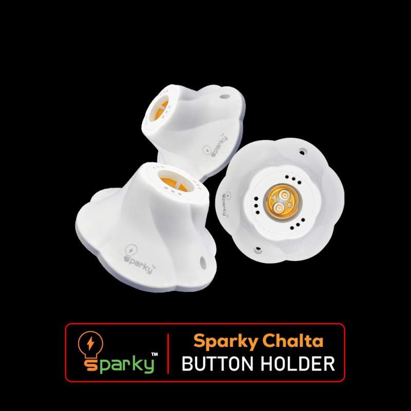Picture of Sparky Chalta Button Holder | High Quality Bulb Button Holder-White