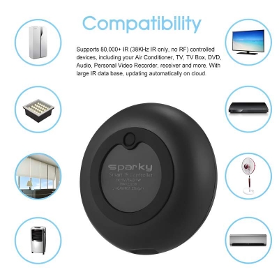 Picture of Sparky IR Smart Remote Controller Tuya Smart WiFi Infrared Universal Remote Control Smart Life APP Control TV And Air Conditioner Supports Alexa And Google Home-Black