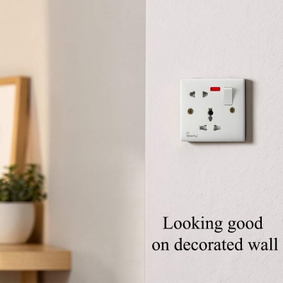 Picture of Sparky 5 PIN Combined Socket 16A-Multi Function Universal Wall Gang Socket-White
