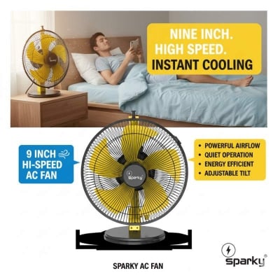 Picture of Sparky Tufan High Speed Table Fan 9 inch–Powerful Cooling-Yellow