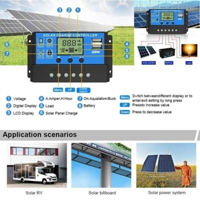 Picture of SPARKY SOLAR CHARGE CONTROLLER 30A 12/24V, 30A PWM CHARGE CONTROLLER-Blue