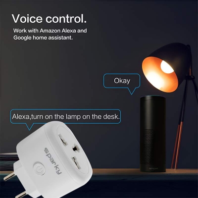 Picture of Sparky Smart WiFi Power Plug Wireless Control Socket Outlet with Energy Monitoring Timer Function Works with Alexa Google Home-White