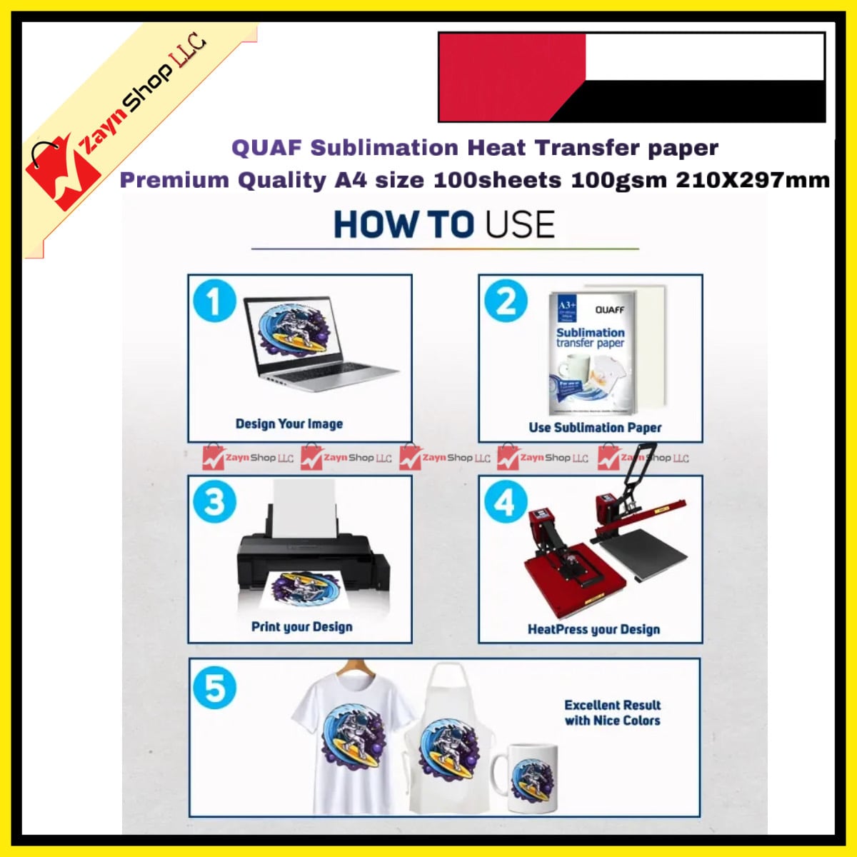 Picture of Sublimation Heat Transfer paper Premium Quality A4 size 100sheets 100gsm 210X297mm
