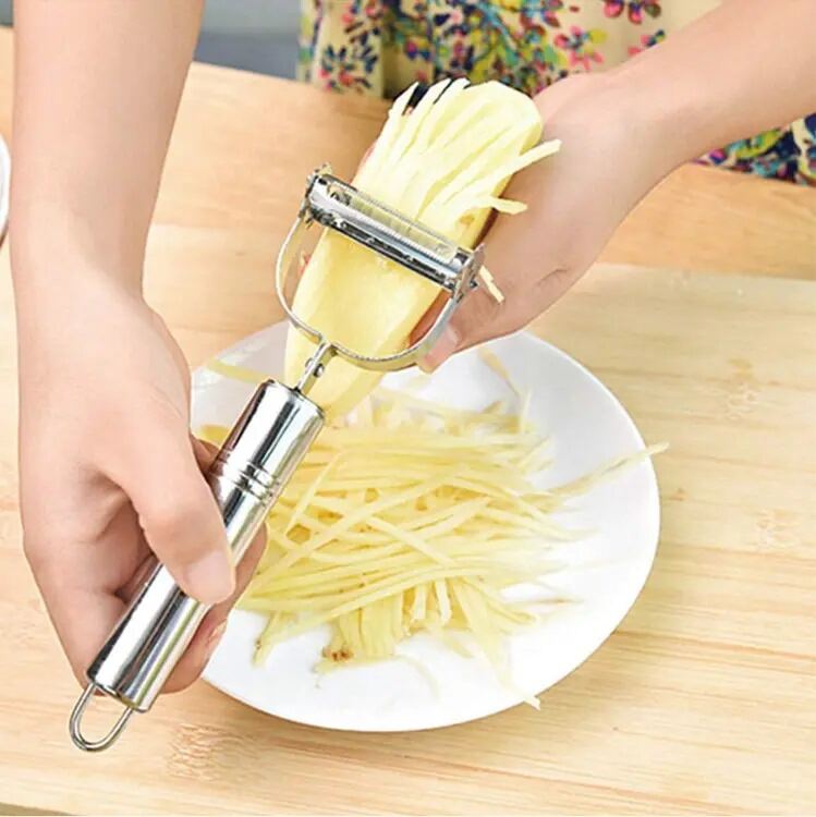 Picture of Multi Peeler SPECIAL STAINLESS STEEL BLADE,Stainless Steel Vegetable Peeler Double Blade for Fruit Vegetable skin remover Cutter big size Steel body Multi-function-1set( 2 IN 1 )