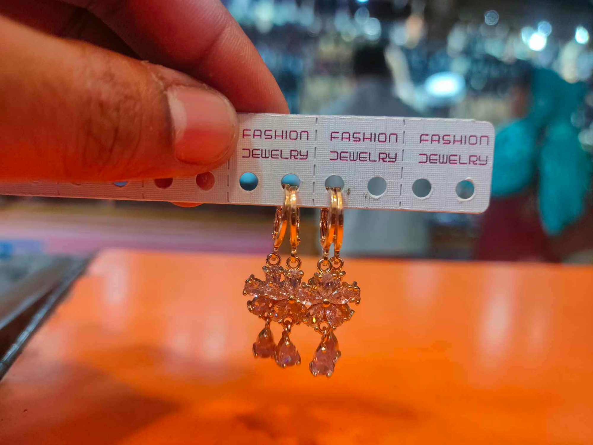 Picture of Earrings Jewelry Cubic Zirconia Inlay Flower Dangle Hoop Earrings-9 MM