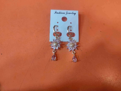 Picture of Earrings Jewelry Cubic Zirconia Inlay Flower Dangle Hoop Earrings-9 MM