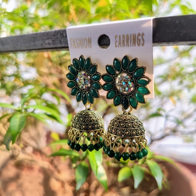 Picture of Jhumka Traditional Earrings Flower Design 1 pair Earrings Jhumka Earrings Jewellery Ornaments Stud Earrings Hoop Earrings Earrings For Women-12 MM