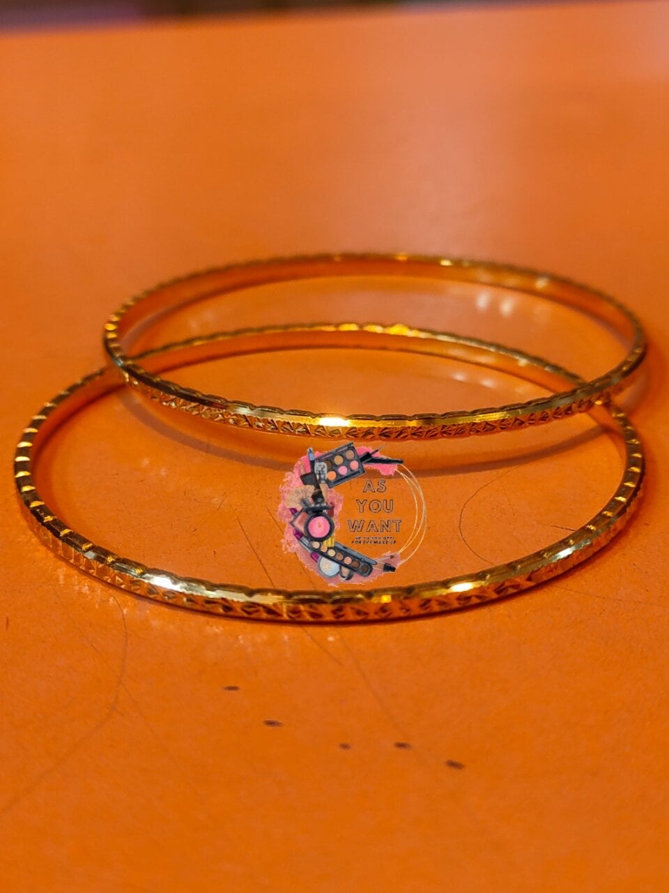Picture of City Gold/ Gold Plated (Thin) Metal Bangles (Indian) For Women - 2 Pieces