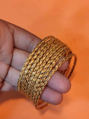 Picture of Indian Original Gold Plated Curi Bangle 8pis-Gold 8 pis