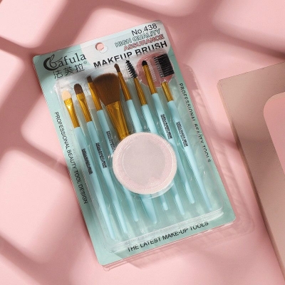 Picture of Makeup Brush Set / Kit Tools / Foundation Brush / Eye Shade Blush / Cosmetic ( 9 Piecs)-Multicolor