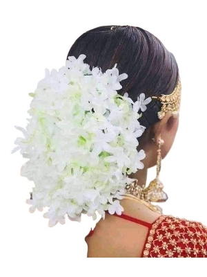 Picture of 1 stick Artificial Hair Flower For Women Hair accessories gajra flower / Khopar Ful-White