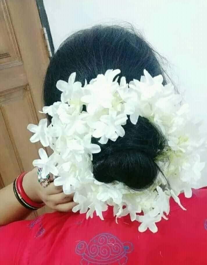 Picture of 1 stick Artificial Hair Flower For Women Hair accessories gajra flower / Khopar Ful-White