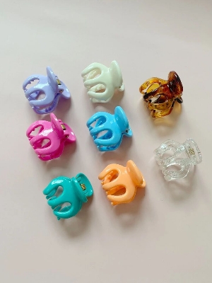 Picture of Multicolor kakra Band  woman Hair Clips Thai kakra 8 pieces Clips Small size-Multicolor