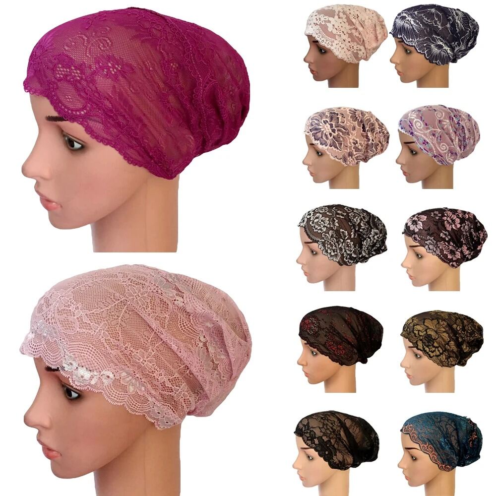 Picture of Muslim wear Black hijab inner cap for women synthetic soft cotton (4 Pics)-Multicolor