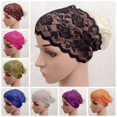 Picture of Muslim wear Black hijab inner cap for women synthetic soft cotton (4 Pics)-Multicolor