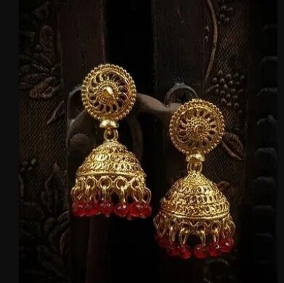 Picture of indian Gold plated jumka earning best quality Gender: Women-7 MM-Gold