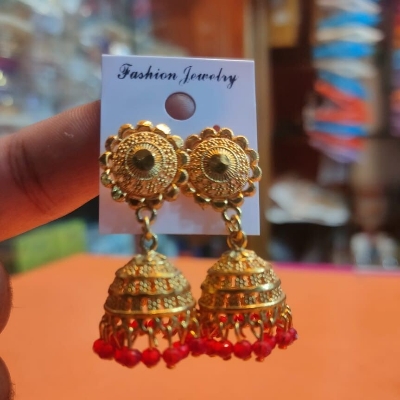 Picture of indian Gold plated jumka earning best quality Gender: Women-7 MM-Gold