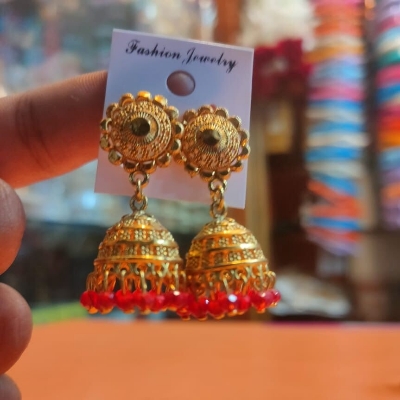 Picture of indian Gold plated jumka earning best quality Gender: Women-7 MM-Gold
