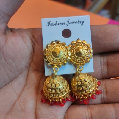 Picture of indian Gold plated jumka earning best quality Gender: Women-7 MM-Gold