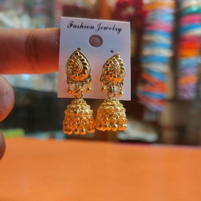 Picture of indian Gold plated jumka small size earning best quality Gender: Women-7 MM-Gold