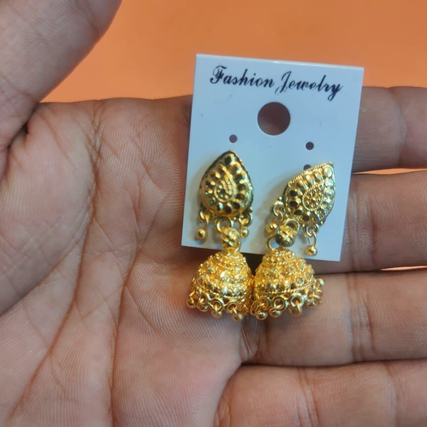 Picture of indian Gold plated jumka small size earning best quality Gender: Women-7 MM-Gold