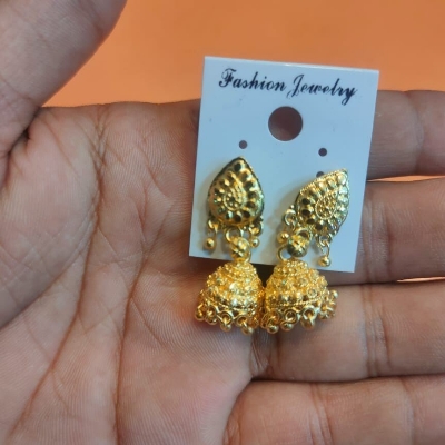 Picture of indian Gold plated jumka small size earning best quality Gender: Women-7 MM-Gold