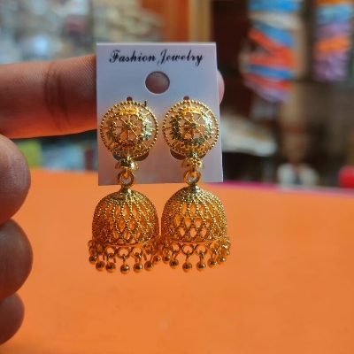 Picture of indian Gold plated jumka earning best quality Gender: Women-7 MM-Gold
