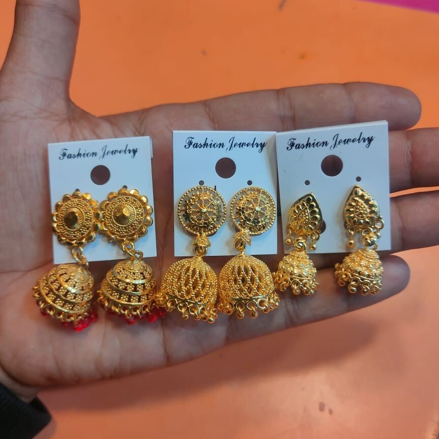 Picture of indian Gold plated jumka earning best quality Gender: Women-7 MM-Gold