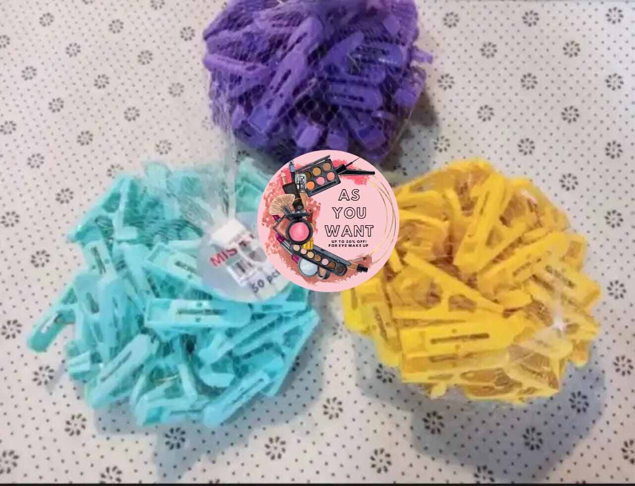 Picture of 50 Pcs Best Quality Colorful Plastic Cloth Clip - Multicolors - Cloth Hanger - Achieve Biodegradable Brilliance With Colorful - Eco-Friendly-50 pcs