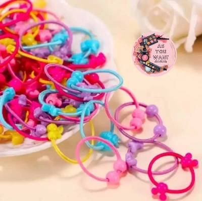 Picture of Children's Hair Bands Headwear Korean Cartoon Elastic Rubber Band Rope Girls Ponytail Gum Sweet Cute Kids Hair Accessories 50pcs-Multicolor