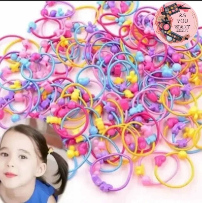 Picture of Children's Hair Bands Headwear Korean Cartoon Elastic Rubber Band Rope Girls Ponytail Gum Sweet Cute Kids Hair Accessories 50pcs-Multicolor