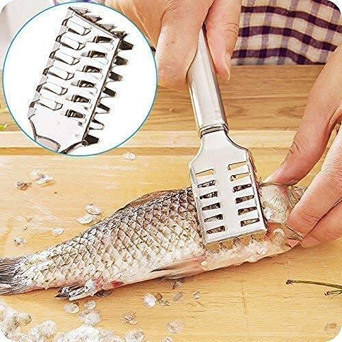 Picture of Fish Scale Remover Cleaner Scaler Scraper Kitchen Tool Stainless Steel-Silver