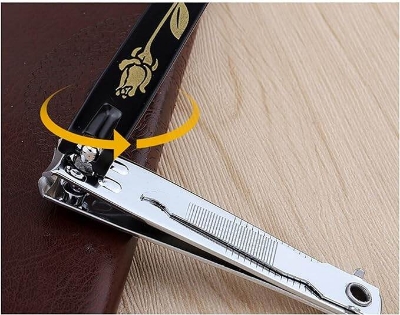 Picture of nail clippers 1 Piece Creative Black BTRAP slanted Stainless Steel Nail Clippers-Black