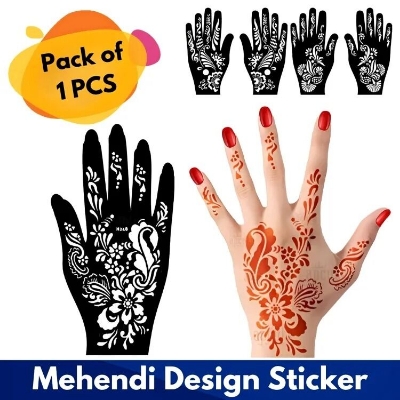 Picture of Mehedi Design Sticker for Girls, Womens & Kids - (Pack of 01 Pcs)-Multicolor