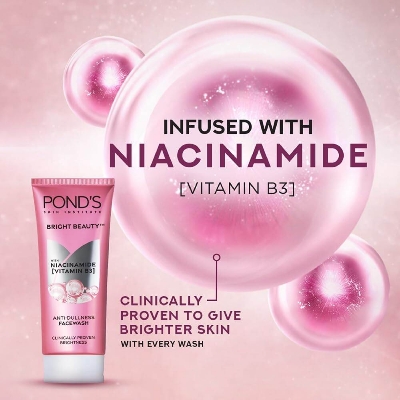 Picture of PONDS Bright Beauty AntiDullness Facewash with Vitamin B3 Indian Ponds Bright Beauty Anti-Dullness Face Wash-Floral-Pink 50gm