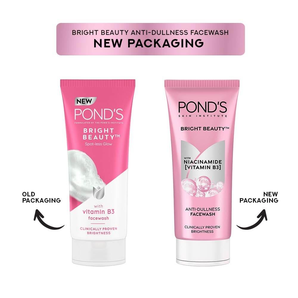Picture of PONDS Bright Beauty AntiDullness Facewash with Vitamin B3 Indian Ponds Bright Beauty Anti-Dullness Face Wash-Floral-Pink 50gm