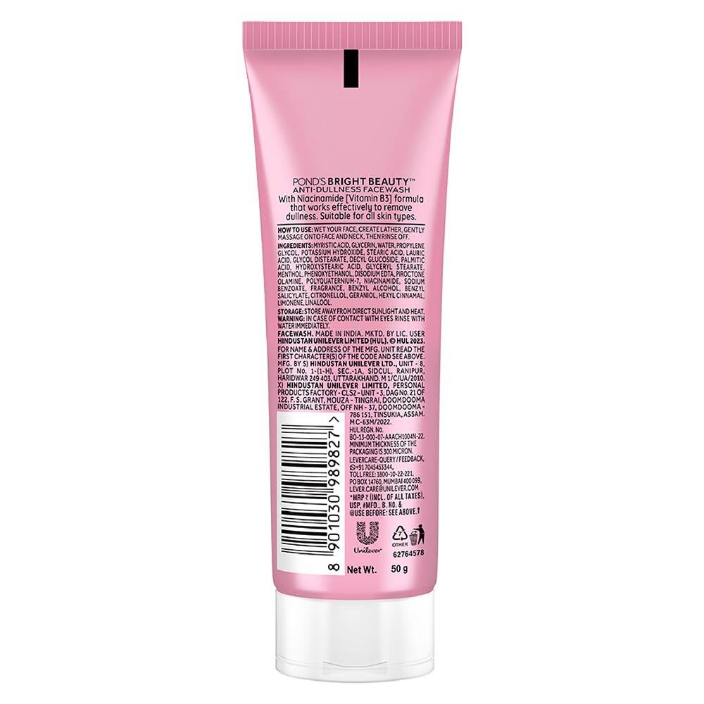 Picture of PONDS Bright Beauty AntiDullness Facewash with Vitamin B3 Indian Ponds Bright Beauty Anti-Dullness Face Wash-Floral-Pink 50gm