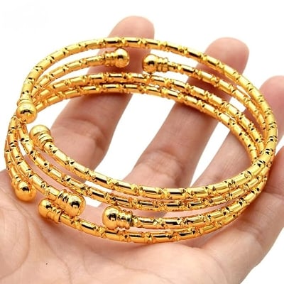 Picture of Gold Plated Bangles Churi Bracelets for Women and Girls - 2 Pcs Set-Adjustable-Gold 2pis