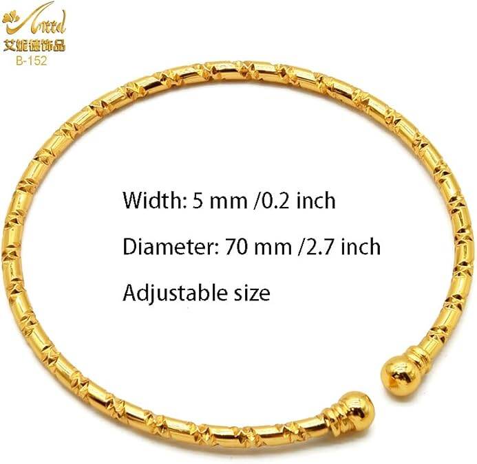 Picture of Gold Plated Bangles Churi Bracelets for Women and Girls - 2 Pcs Set-Adjustable-Gold 2pis