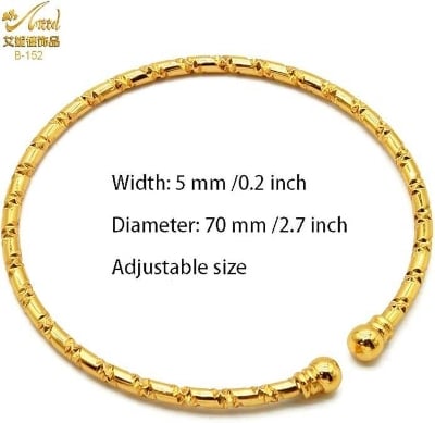 Picture of Gold Plated Bangles Churi Bracelets for Women and Girls - 2 Pcs Set-Adjustable-Gold 2pis