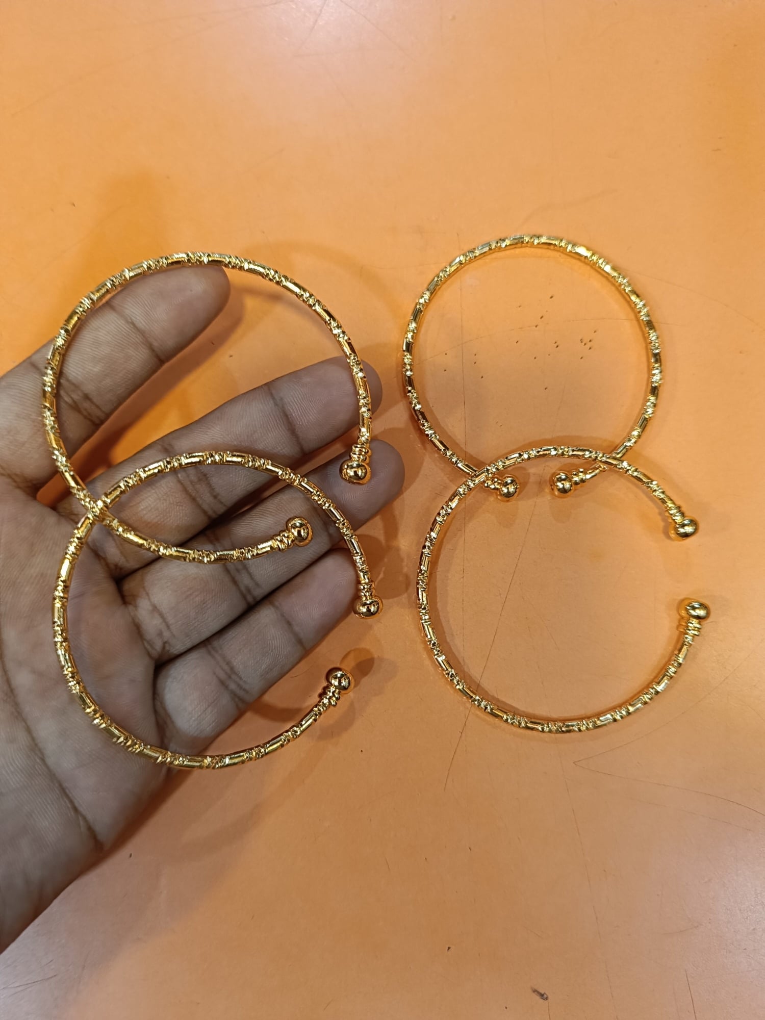 Picture of Gold Plated Bangles Churi Bracelets for Women and Girls - 2 Pcs Set-Adjustable-Gold 2pis