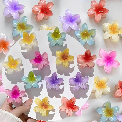 Picture of Flower Claw Clip for Women, Preppy Flower Hair Clip, Hawaiian Plumeria Hair Clip, Hawaii Hair Accessories for Thick Hair & Thin Hair, Gifts for Women Teen Girls
