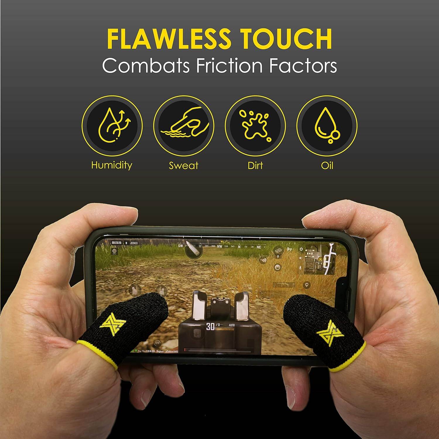 Picture of 10 pair PUBG Mobile Finger Sleeves - Silver Fiber - Sweatproof Gloves for PUBG Mobile Gaming - Finger Grip For Gaming - PUBG Finger Gloves - Finger Gloves For Mobile Gaming - PUBG Finger Cover PUBG Finger Grip - Finger Sleeves For Free Fire-Black