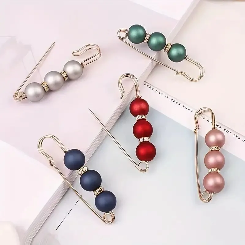 Picture of Hijab Pins Pearl Safety Women Scarf Brooch Pin - 6 pcs-Multicolor