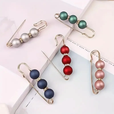 Picture of Hijab Pins Pearl Safety Women Scarf Brooch Pin - 6 pcs-Multicolor