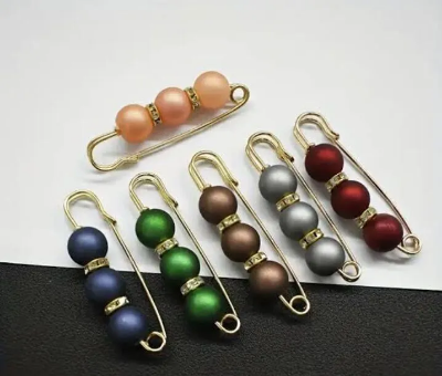Picture of Hijab Pins Pearl Safety Women Scarf Brooch Pin - 6 pcs-Multicolor