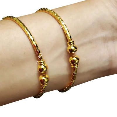 Picture of New Gold Plated Indian Bangles Churi Bracelets For Women-Adjustable-Gold Bracelets 1pair
